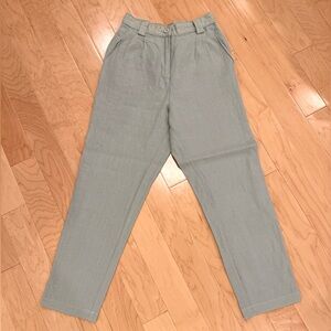 American Apparel Tapered Pleated Linen Pants in Mint Green